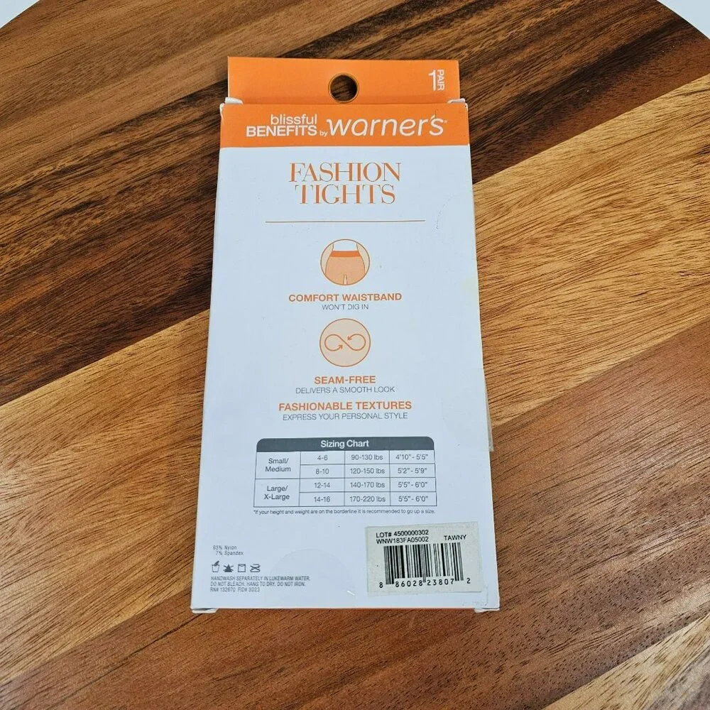 Warners Blissful Benefits Fashion Tights L XL Tawny Nylon Stretch One Pair New